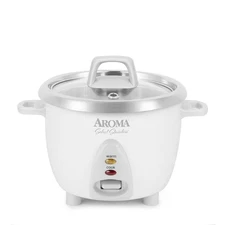 Aroma ARC-753SG 3-Cup Stainless Steel Rice Cooker with Keep Warm White