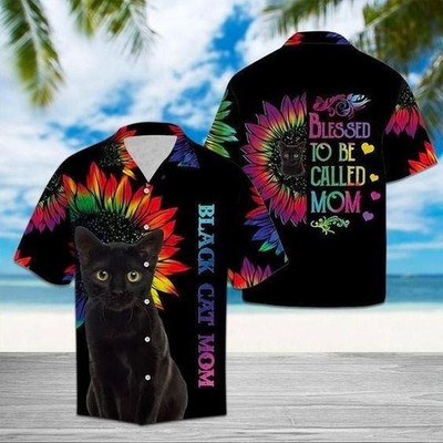 Blessed To Be Called Black Cat Mom Hawaiian Shirt For Black Cat Mom Gifts Christ