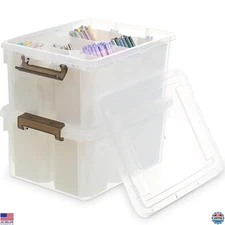 Citylife 17 QT Clear Plastic Storage Bins - Stackable Containers with Lids,