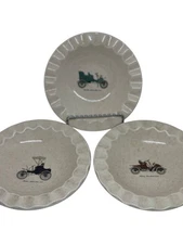 VTG Royal China Speckled Ceramic Ashtrays Set of 3 Automobile Motor Wagon 6" USA