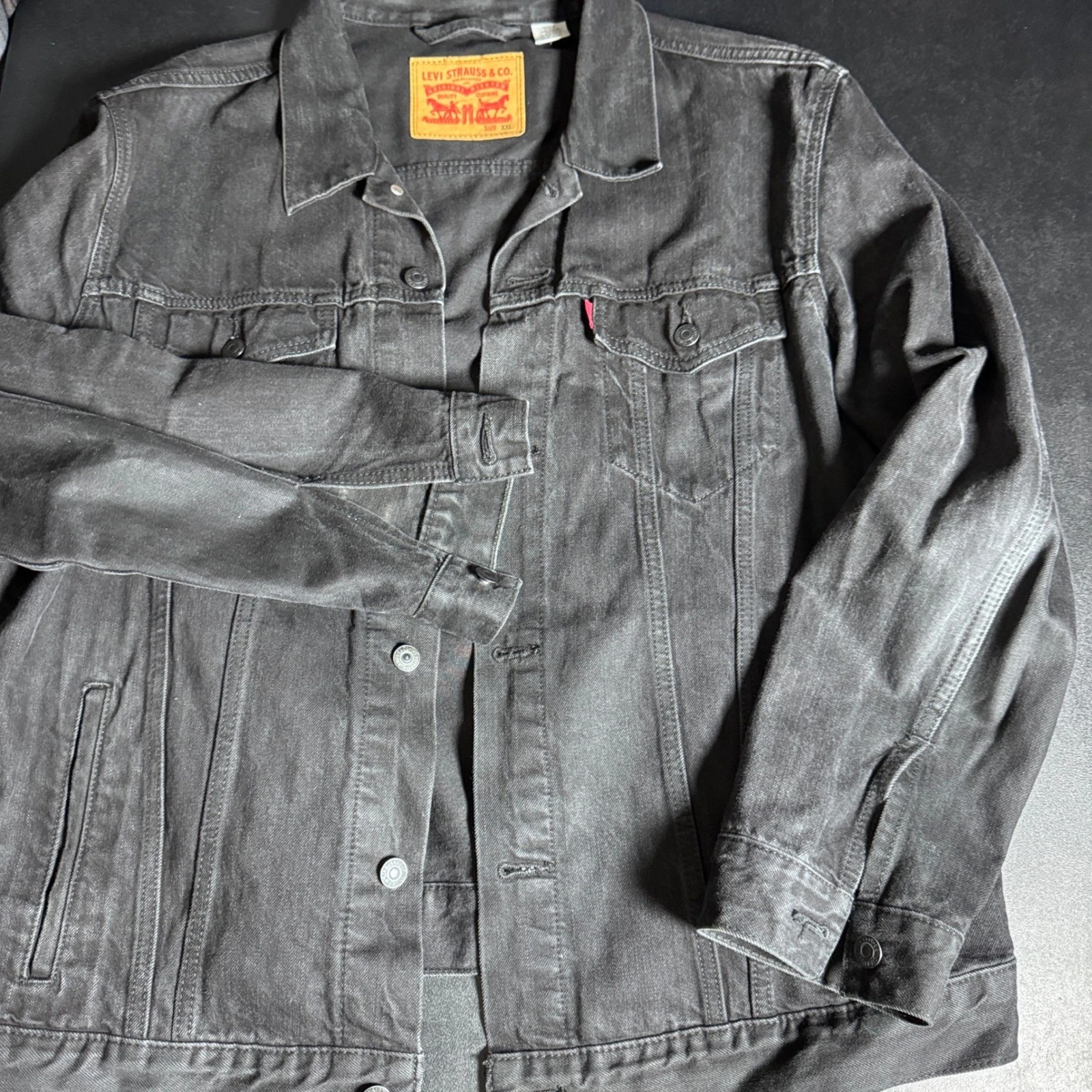 Levi's Trucker Jacket Mens XXL Black Solid Denim Button Front Casual Coat
Opens in a new window or t