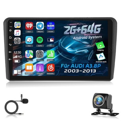 Für Audi A3 8P S3 2003-2013 Android 15 Kam Carplay Touch Autoradio GPS Navi RDS