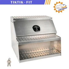 Aluminum 25"x28"x30" Side Mount Semi Truck Tool Box Saddle Step Open Wide Design