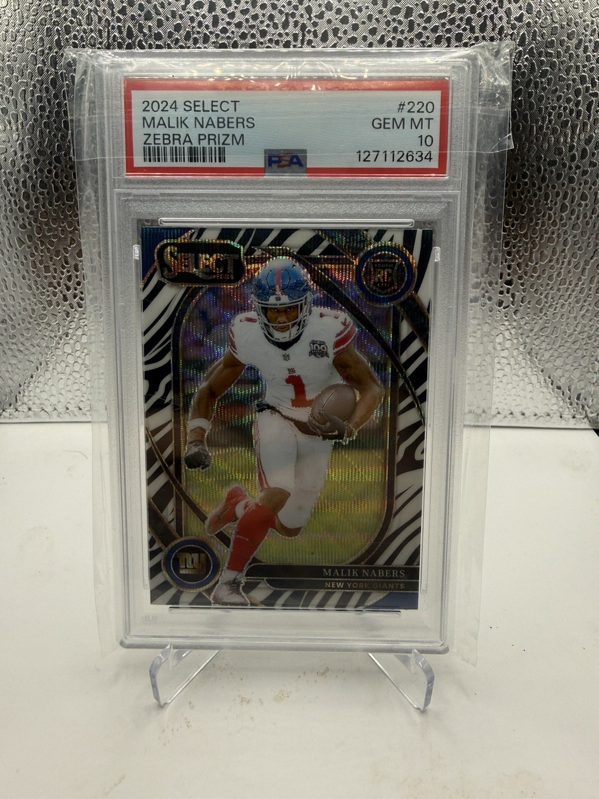 2024 Panini Select - Club Level Malik Nabers #220 Zebra Prizm (RC)