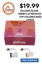 HILLSIDE GLASS 25MM FLAT BEVELED TOP COLORED BASE BANGER | 2CT PACK