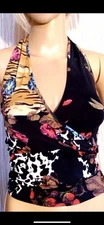 Vintage NOT SOLD ANYMORE Roberto Cavalli Floral Animal/Halter Top Size 40 Small 