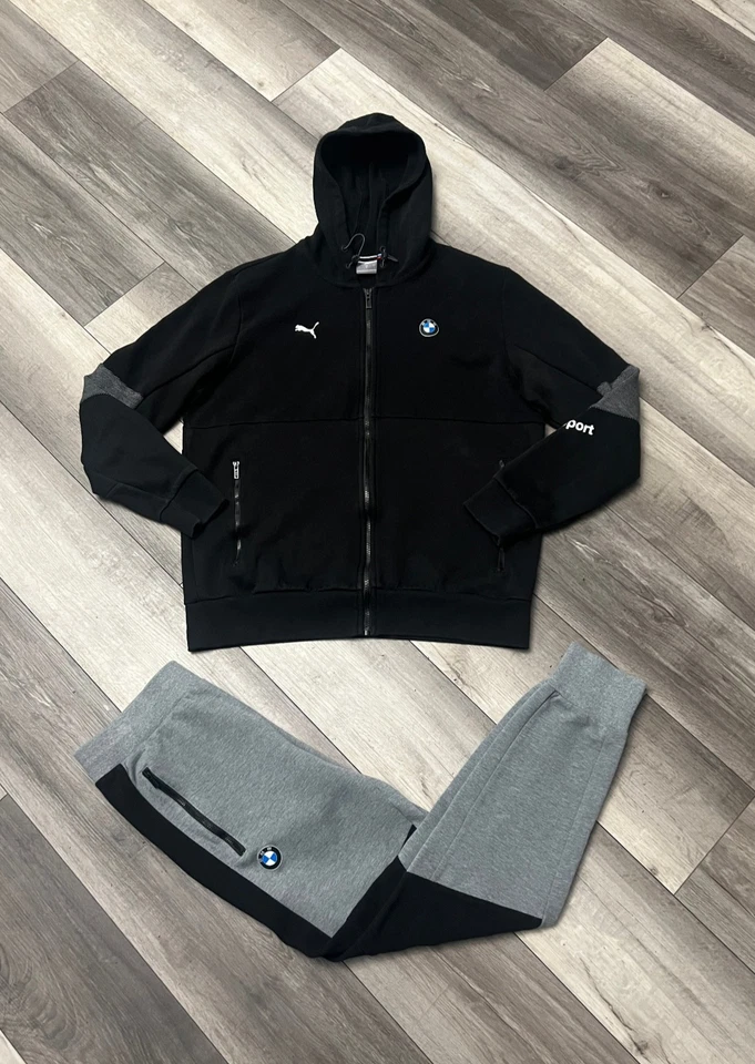 Puma BMW Motorsports Men's Tracksuit Black Grey Sweatpants Small + Jacket Large - Image 2 of 4