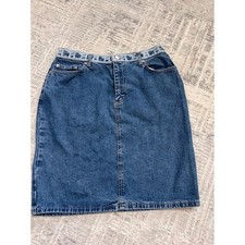 Tommy Hilfiger Denim Skirt Women's Size 10 Knee Length Blue Logo Waist