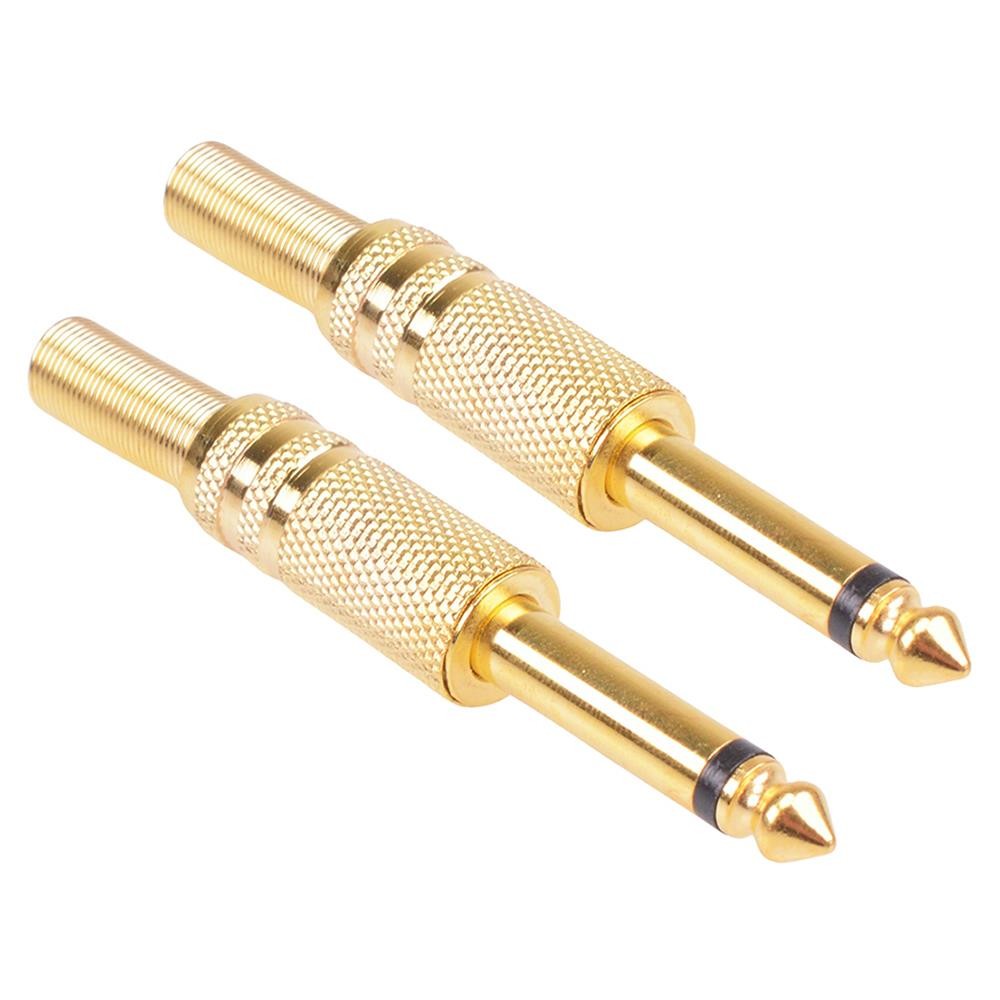 2 x 6.35mm Mono Plug Gold Plated Metal Housing