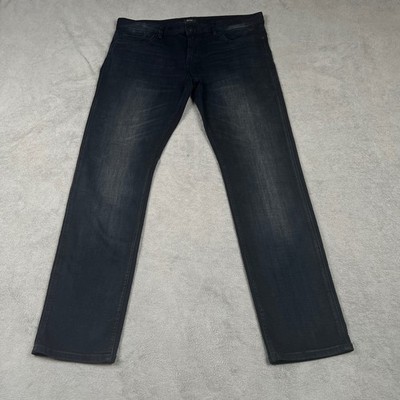 BOSS Jeans Mens 36 Slim Fit Delaware Black Washed Stretch Italian Fabric Denim