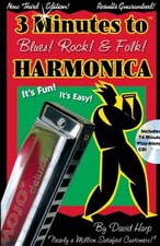 THREE MINUTES TO BLUES, ROCK, AND FOLK HARMONICA By David Harp