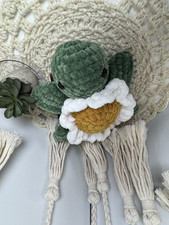 Handmade Crochet Turtle Plush Stuffed Toy w/ Sunflower Flower Shell Small