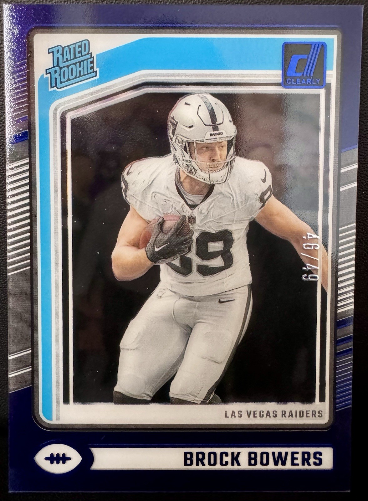 2024 Panini Clearly Donruss Brock Bowers #57 Blue /49 (RC)