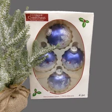 Celebrate It Christmas Set 4 Ornaments in Original Box, Sparkling Creations