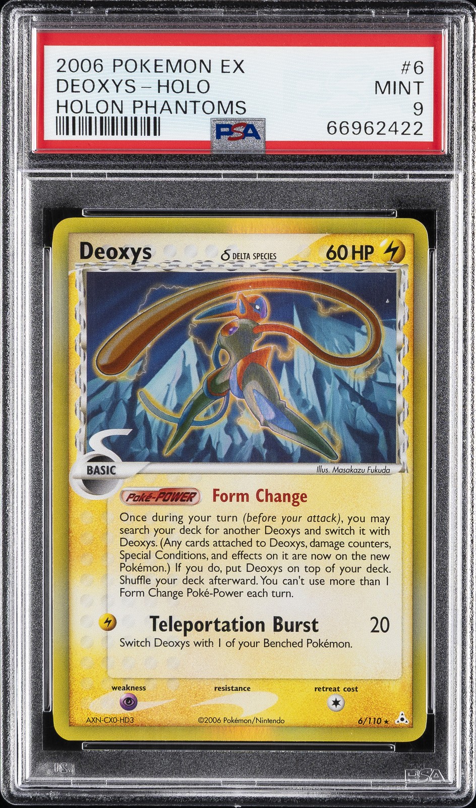 2006 POKEMON EX HOLON PHANTOMS #6 DEOXYS-HOLO PSA 9