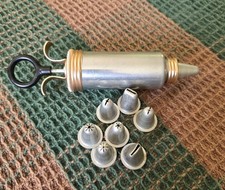 Vintage Metal Icing Press Cake Decorating Tool w/ 8 Tips Aluminum Retro Bakeware