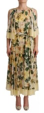 Dolce & Gabbana Multicolor Silk Floral Print Long Maxi Women's Dress Authentic