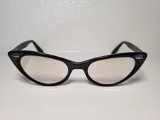 Vintage Bausch  Lomb Eyeglasses FRAME ONLY Black Cat Eye 50s RARE