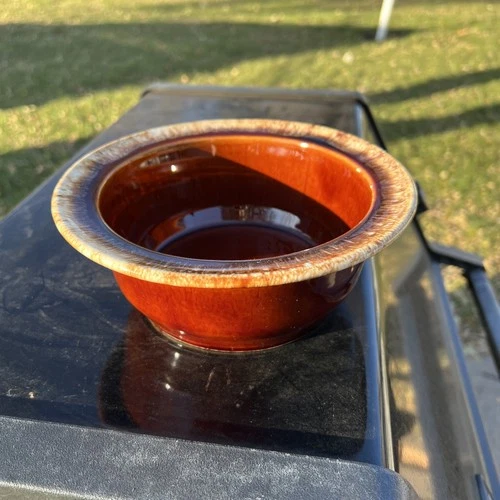 Vintage Hull Pottery Brown Drip Glaze Oven Proof Crestone 8 inch Bowl