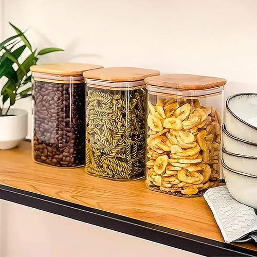 Vorratsdosen Glas 12Er Set,750Ml/430Ml Vorratsgläser Mit Deckel Eckig,Glasbehält - Bild 8 von 12