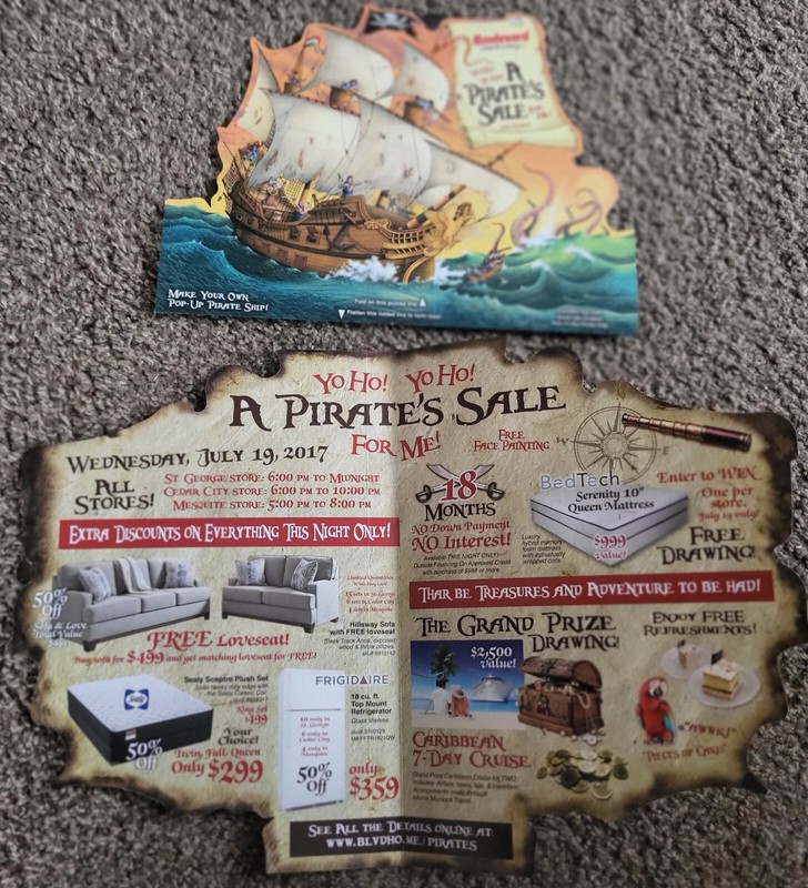 NICE BIFOLD ADVERTISING STAND UP  PIRATE SHIP  - BOULEVARD HOME FURNISHINGS
