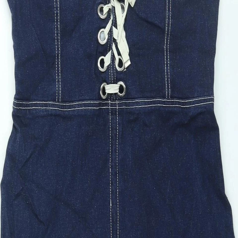 Alice McCall Mujer Azul Algodón Bodycon Talla 10 Sweetheart Cremallera - Detalle Con Cordones Foto 3 de 4