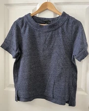 Banana Republic Blue Crew Neck Cropped Boxy Sweatshirt Short Sleeve Women’s Sz S
