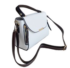 Kleine Crossbody Bag Bauchtasche Handtasche Umhängetasche Damen M 15 Weiß Braun