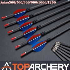 31" Pure Carbon Arrows SP500-1200 True Feather Archery Hunting Target 12-PACK