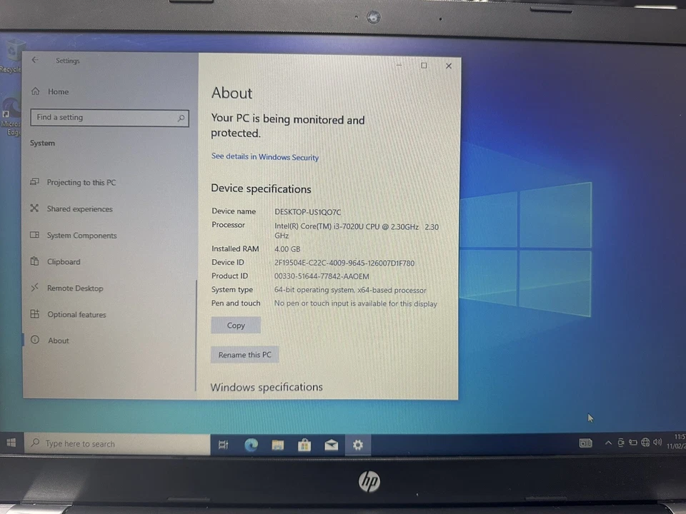 HP Laptop Notebook 250 G6 Intel Core i3-7020u 4GB RAM 120GB SSD  WINDOWS 10 - Image 2 of 4