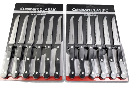 Cuisinart Classic Triple Rivet Set di coltelli da Carne, in Acciaio Inox, Colore: Nero, Taglia Unica