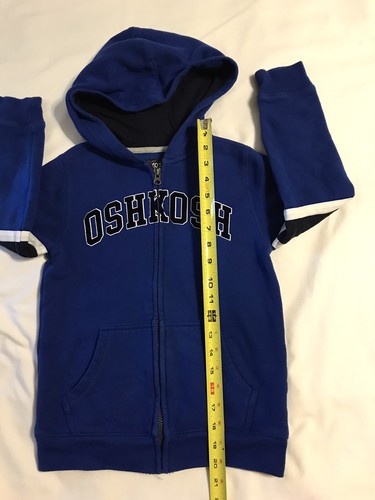 Oshkosh B'gosh Boys Hoodie Size 8 Blue Zip Up Pockets Velvet Graphic - Picture 3 of 10
