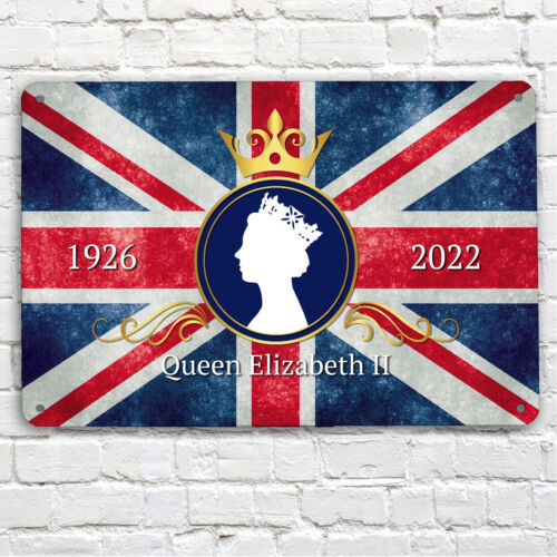 Queen Elizabeth II Königlich Denkmal Union Jack Flagge A4 Metallschild Schild - Afbeelding 1 van 3