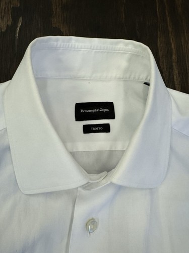 Ermenegildo Zegna Vintage French Cuff Woven White Dress Shirt Size 41/16 - Picture 4 of 5