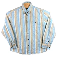 6A By Axis Shirt Men's L Pastel Blue & Yellow Striped Long Sleeve 100% Cotton