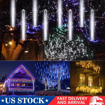 LED Meteor Shower Lights Rain Tree 8 Tube String Light Outdoor Party Decor Lamps