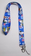 Peanuts SNOOPY Blue LANYARD KEY CHAIN Ring Keychain ID Holder NEW
