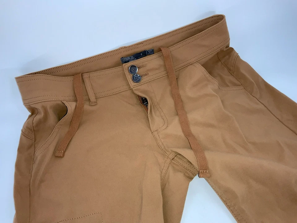 Pantalones de Senderismo Prana Talla 8 Bronceado Nylon Spandex Frente Plano Pierna Recta YGI G2-237 Foto 3 de 4