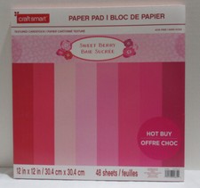 Craft Smart Textured Cardstock Paper Pad 12" x 12" SWEET BERRY solid color pinks