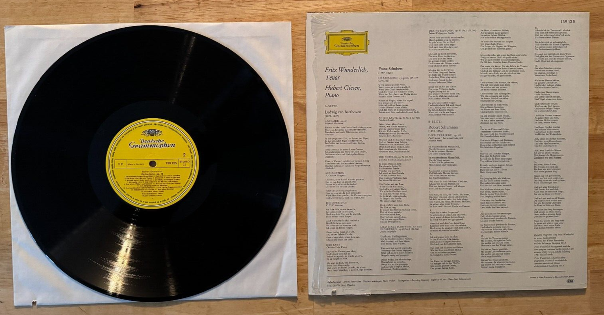 LP 33 FRITZ WUNDERLICH HUBERT GIESEN SCHUMANN BEETHOVEN SCHUBERT 