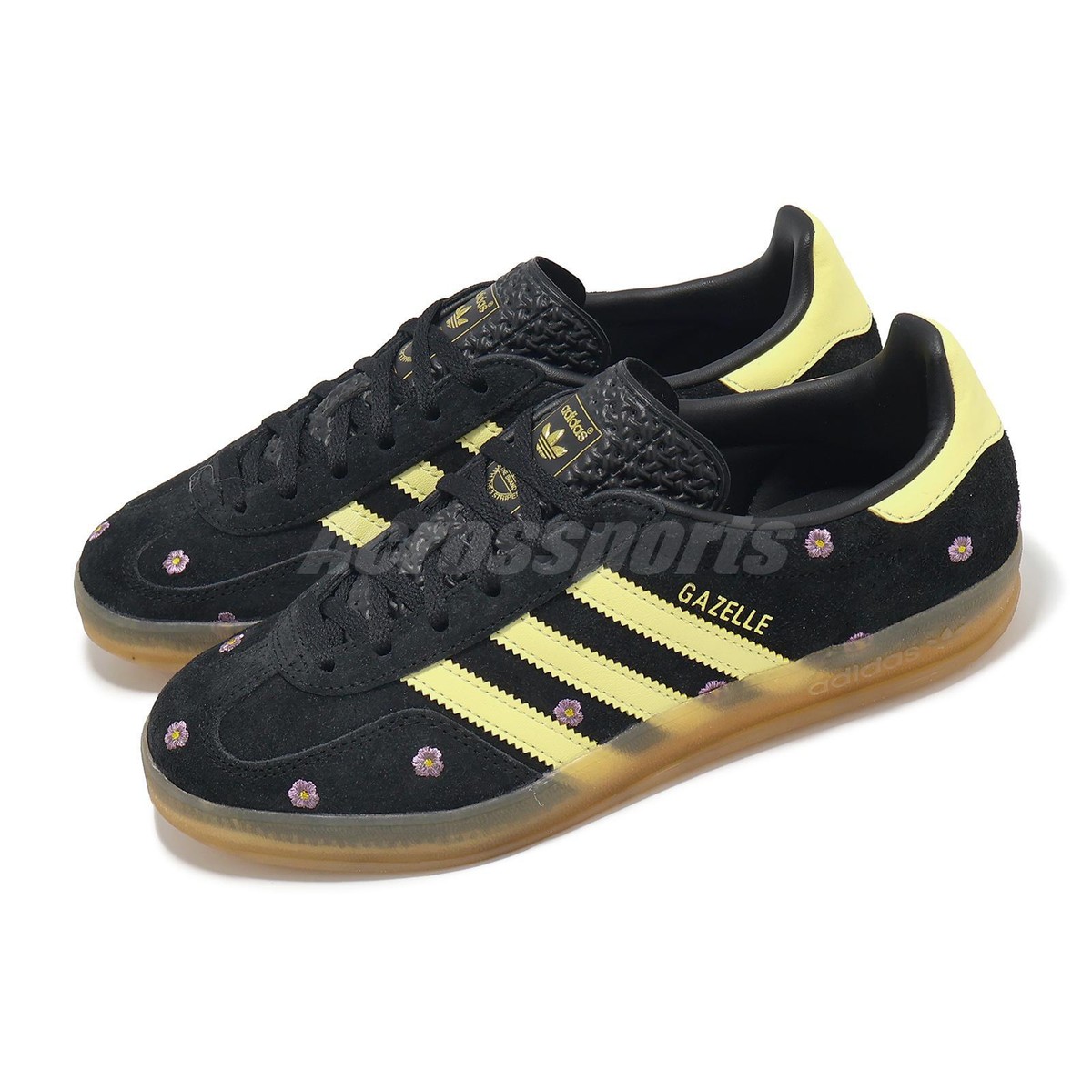 スニーカー adidas Gazelle Indoor Black Yellow IF4490 adidas Originals Gazelle Indoor W Black Floral Embroidery