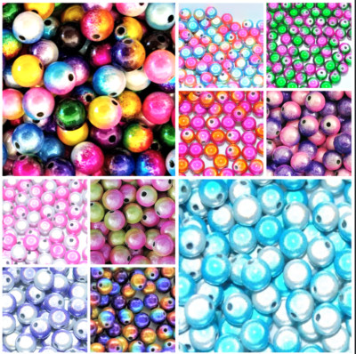 40 Stck. 8 mm 3D Illusion Bicolor Rund Acryl Wunder Perlen in verschiedenen Farben
