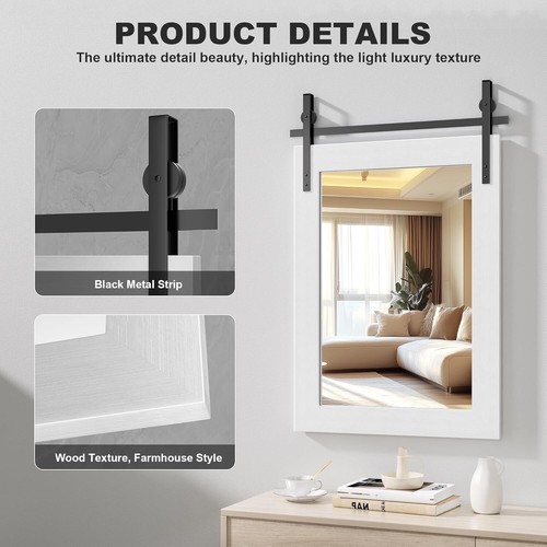 High-Definition Reflection Rustic Bathroom Mirror - 18" x 26" Modern Decor - Picture 7 of 9