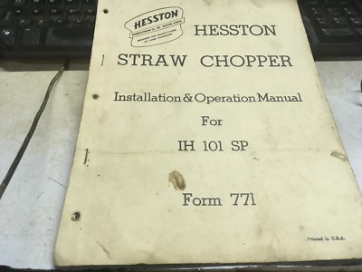Hesston straw chopper owner's operator's manual  FOR IH 101-SP COMBINE 