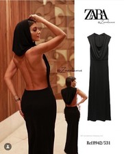 ZARA WOMAN NWT FW25 OPEN BACK HOODED DRESS ZW COLLECTION VIRAL SIZE M 8942/531