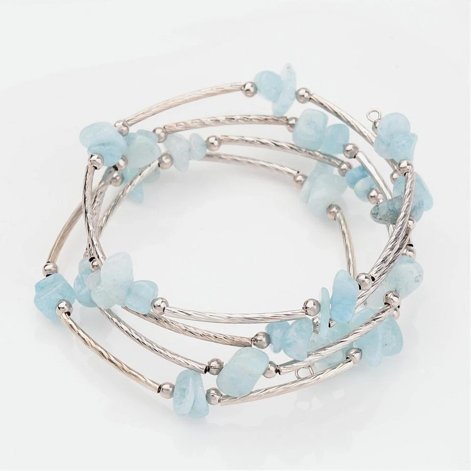 Natural Gemstone Bracelet Bead Chakra Stone Silver Reiki Jewellery UK