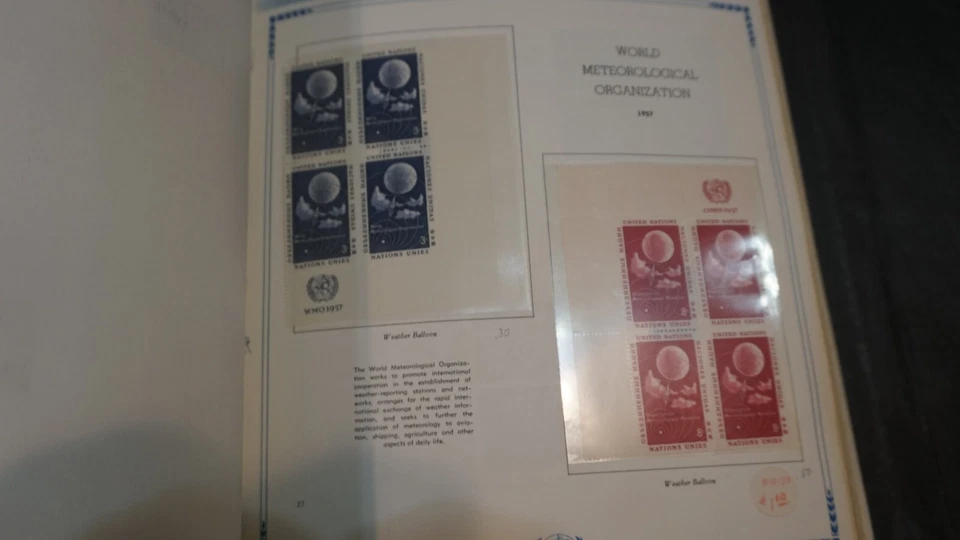 Colección de bloques de placas de las Naciones Unidas inscripción en enorme álbum sellos MNH Foto 3 de 4