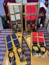Traditional style Button on Braces/Suspenders with leather ends/Runners. Plai...