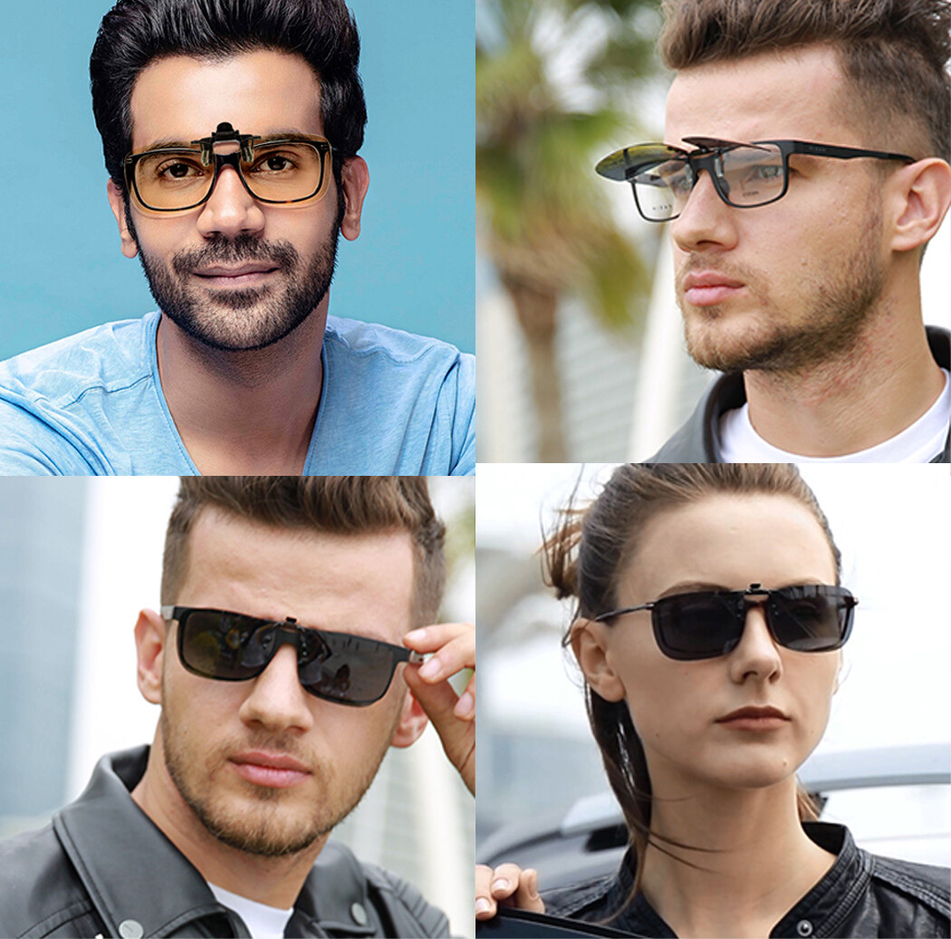 Extra Large Clip On Flip Up Sunglasses Polarized Lens UV400 Driving Anti Glare eBay