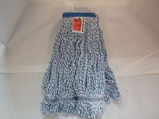 NEW 1TYY6 Looped End Finish Mop, Medium, White/Blue (I32T)